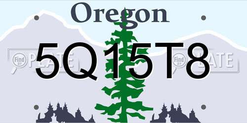 5Q15T8 Oregon License Plate