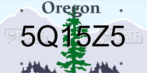 5Q15Z5 Oregon License Plate