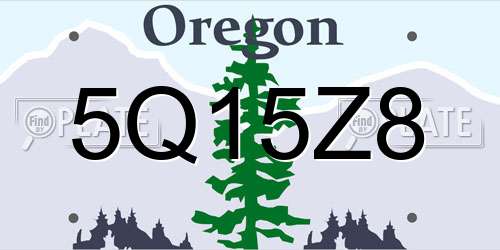 5Q15Z8 Oregon License Plate