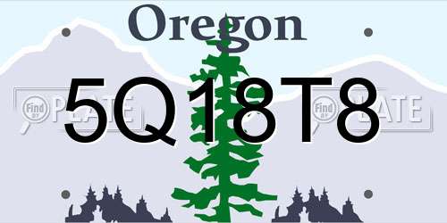 5Q18T8 Oregon License Plate