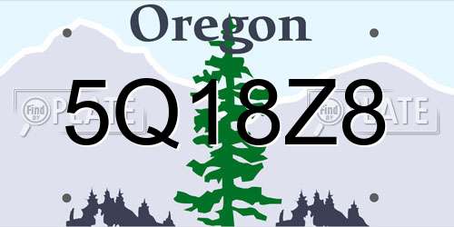 5Q18Z8 Oregon License Plate