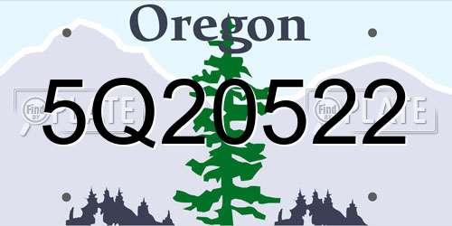 5Q20522 Oregon License Plate