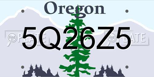 5Q26Z5 Oregon License Plate