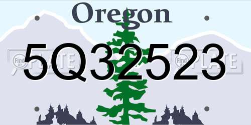 5Q32523 Oregon License Plate