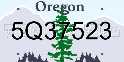 5Q37523 Oregon License Plate