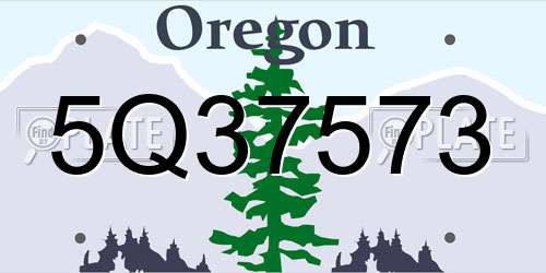 5Q37573 Oregon License Plate