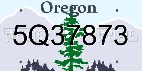 5Q37873 Oregon License Plate
