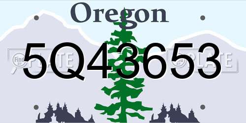 5Q43653 Oregon License Plate