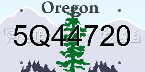 5Q44720 Oregon License Plate