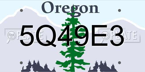 5Q49E3 Oregon License Plate