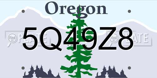 5Q49Z8 Oregon License Plate