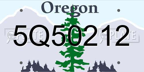 5Q50212 Oregon License Plate