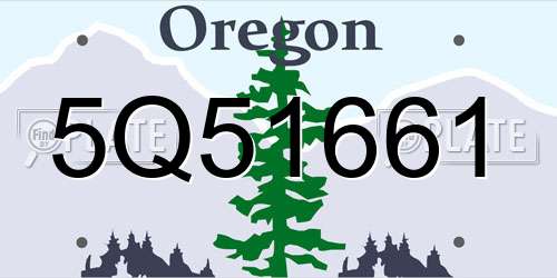 5Q51661 Oregon License Plate