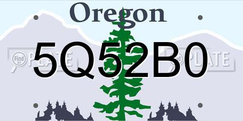 5Q52B0 Oregon License Plate