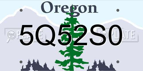 5Q52S0 Oregon License Plate