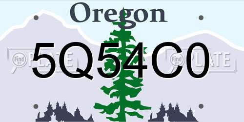 5Q54C0 Oregon License Plate