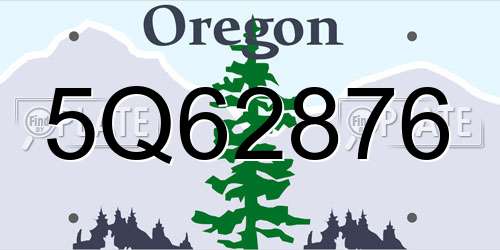 5Q62876 Oregon License Plate