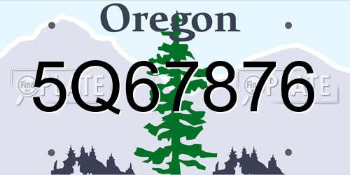 5Q67876 Oregon License Plate