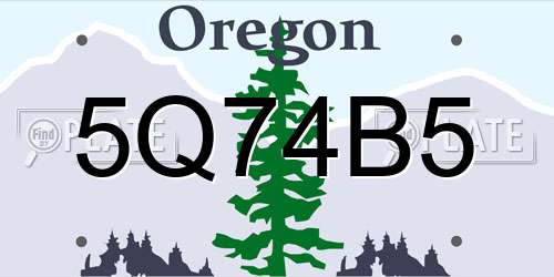 5Q74B5 Oregon License Plate