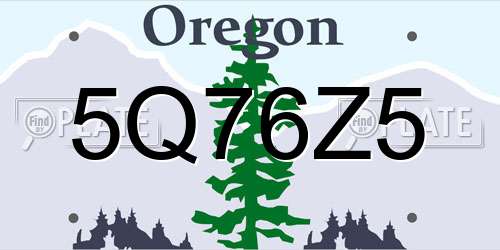 5Q76Z5 Oregon License Plate