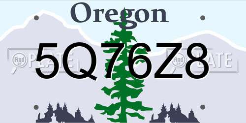 5Q76Z8 Oregon License Plate