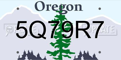 5Q79R7 Oregon License Plate