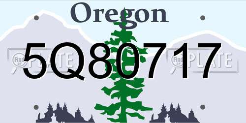 5Q80717 Oregon License Plate