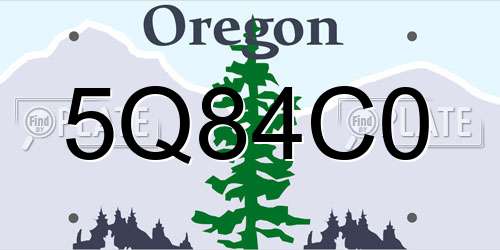5Q84C0 Oregon License Plate
