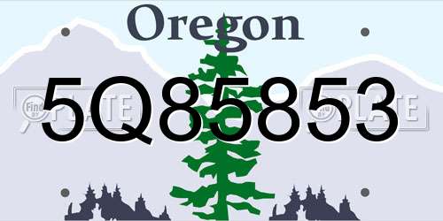 5Q85853 Oregon License Plate