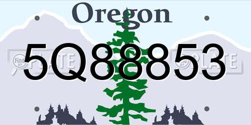 5Q88853 Oregon License Plate