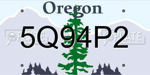 5Q94P2 Oregon License Plate