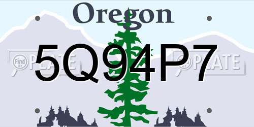 5Q94P7 Oregon License Plate