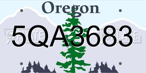 5QA3683 Oregon License Plate