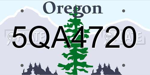 5QA4720 Oregon License Plate