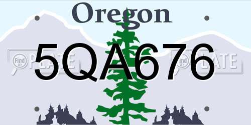 5QA676 Oregon License Plate