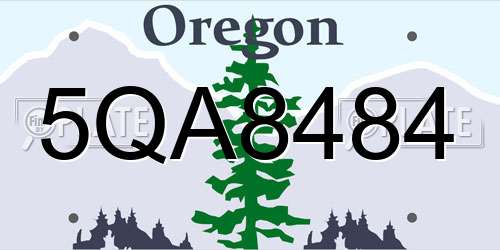 5QA8484 Oregon License Plate