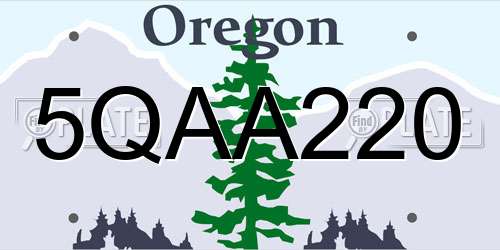 5QAA220 Oregon License Plate