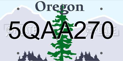 5QAA270 Oregon License Plate