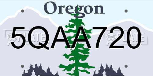5QAA720 Oregon License Plate