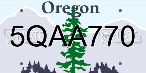 5QAA770 Oregon License Plate