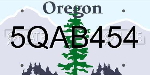 5QAB454 Oregon License Plate