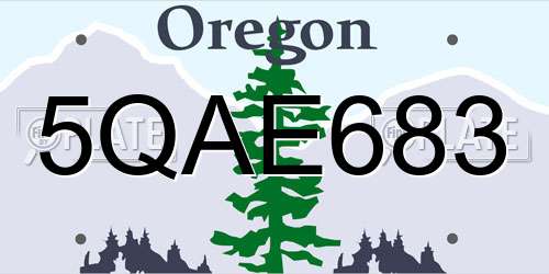 5QAE683 Oregon License Plate