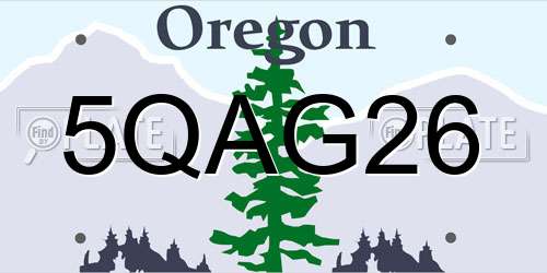 5QAG26 Oregon License Plate