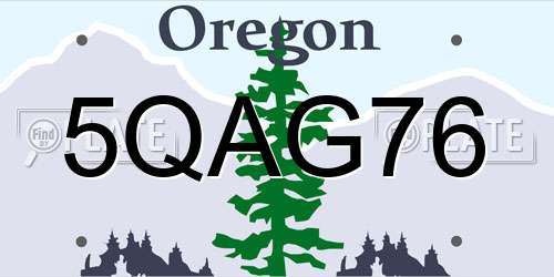 5QAG76 Oregon License Plate