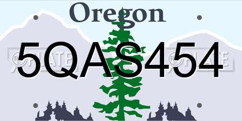 5QAS454 Oregon License Plate
