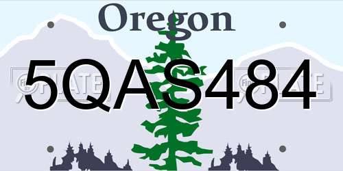 5QAS484 Oregon License Plate