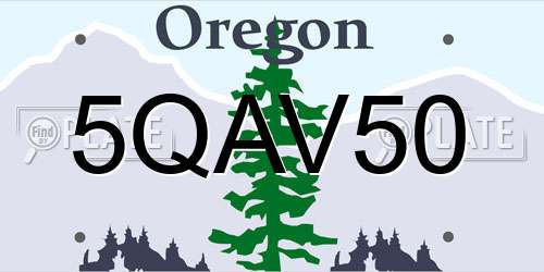 5QAV50 Oregon License Plate
