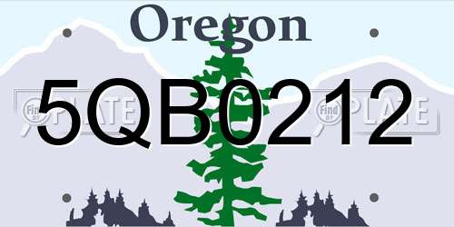 5QB0212 Oregon License Plate