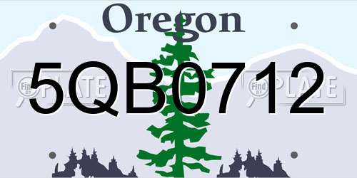 5QB0712 Oregon License Plate