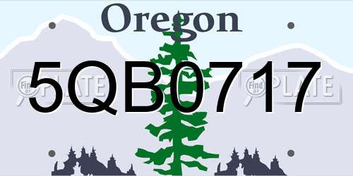 5QB0717 Oregon License Plate